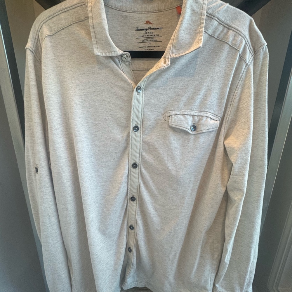 Tommy Bahama Cream Button Front Knit Shirt